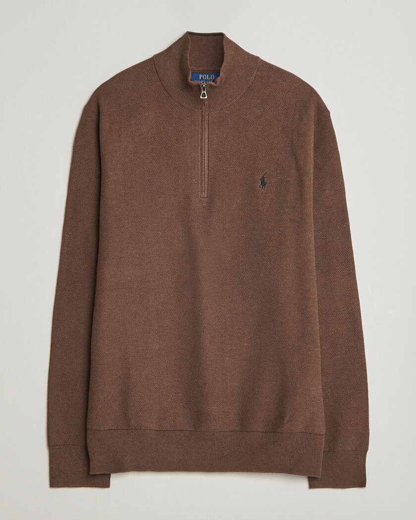 Polo Ralph Lauren Textued Half-Zip Nutmeg Brown Heather – Bruin