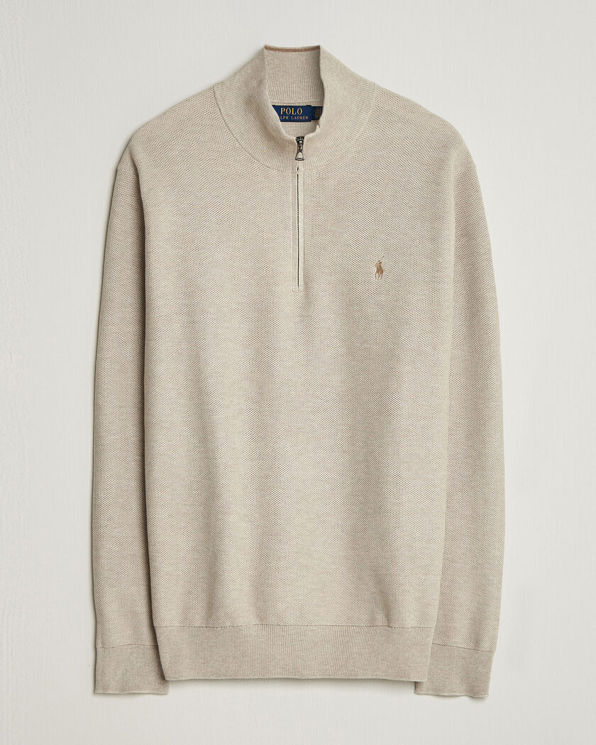 Polo Ralph Lauren Textued Half-Zip Light Walnut Brown Heather – Marron