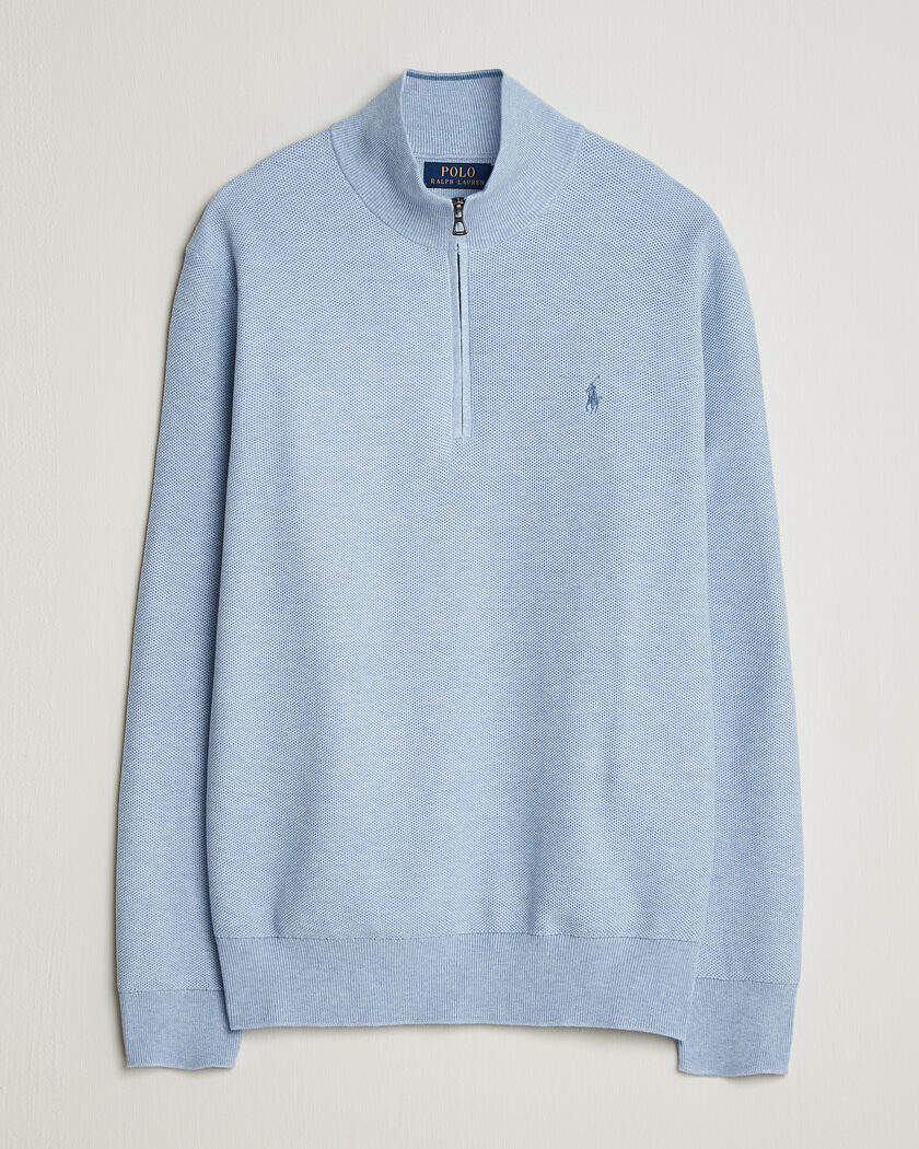 Polo Ralph Lauren Textued Half-Zip Blue Hyacinth Heather – Bleu