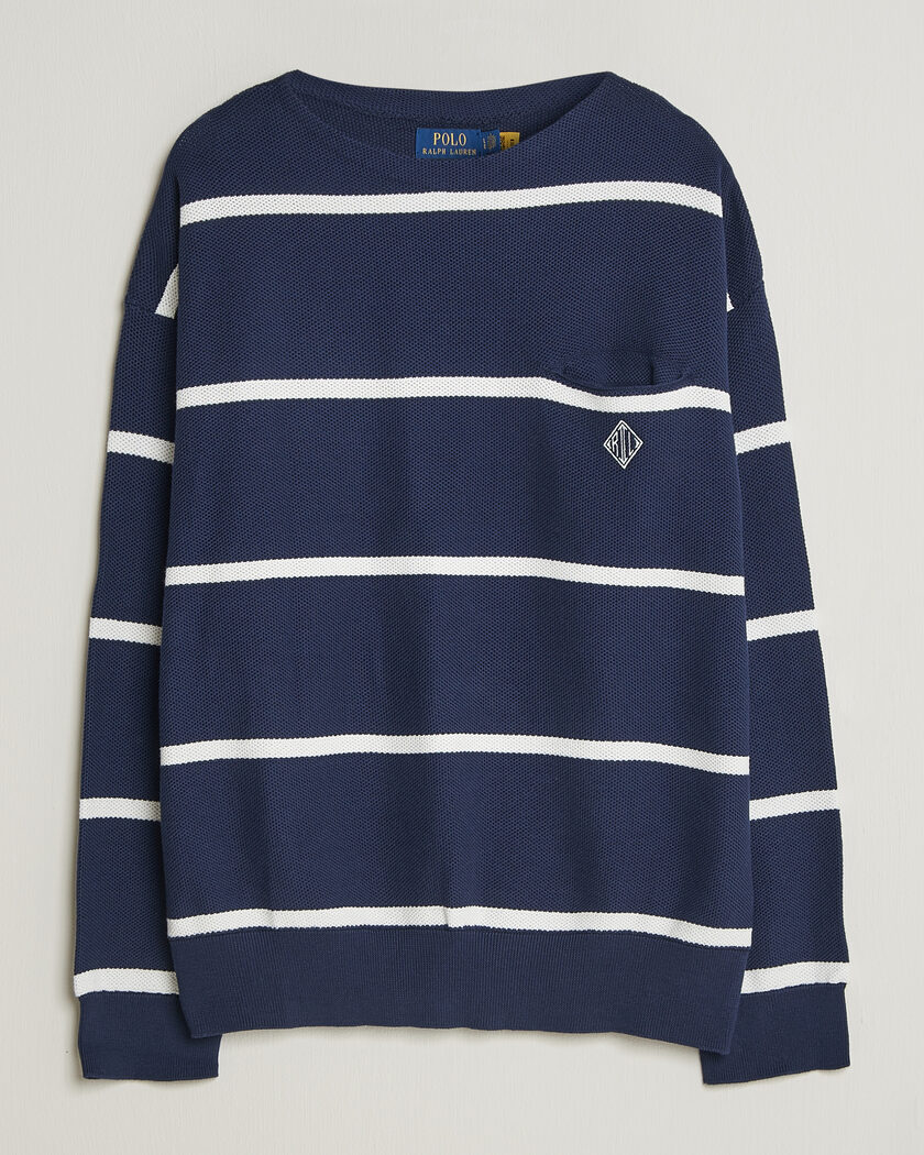 Polo Ralph Lauren Striped Boat Neck Sweater Navy Combo – Blauw