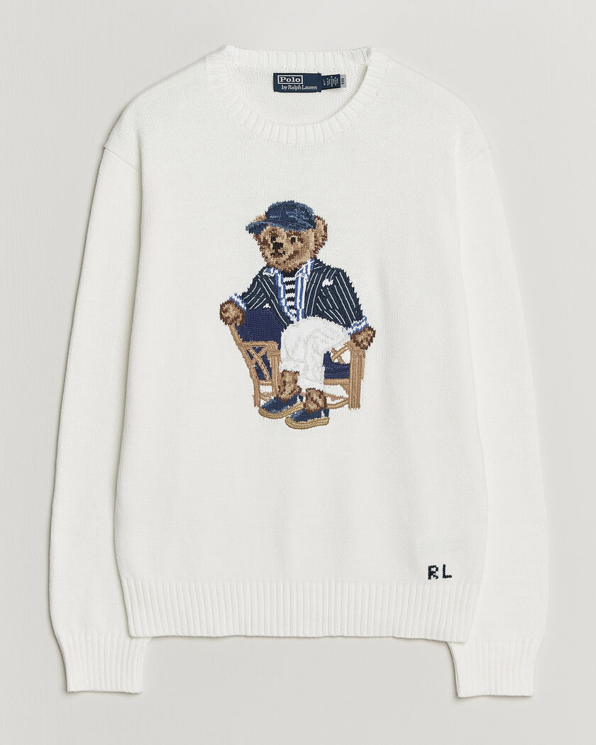 Polo Ralph Lauren Newport Bear Cotton/Linen Sweater Deckwash White – Blanc