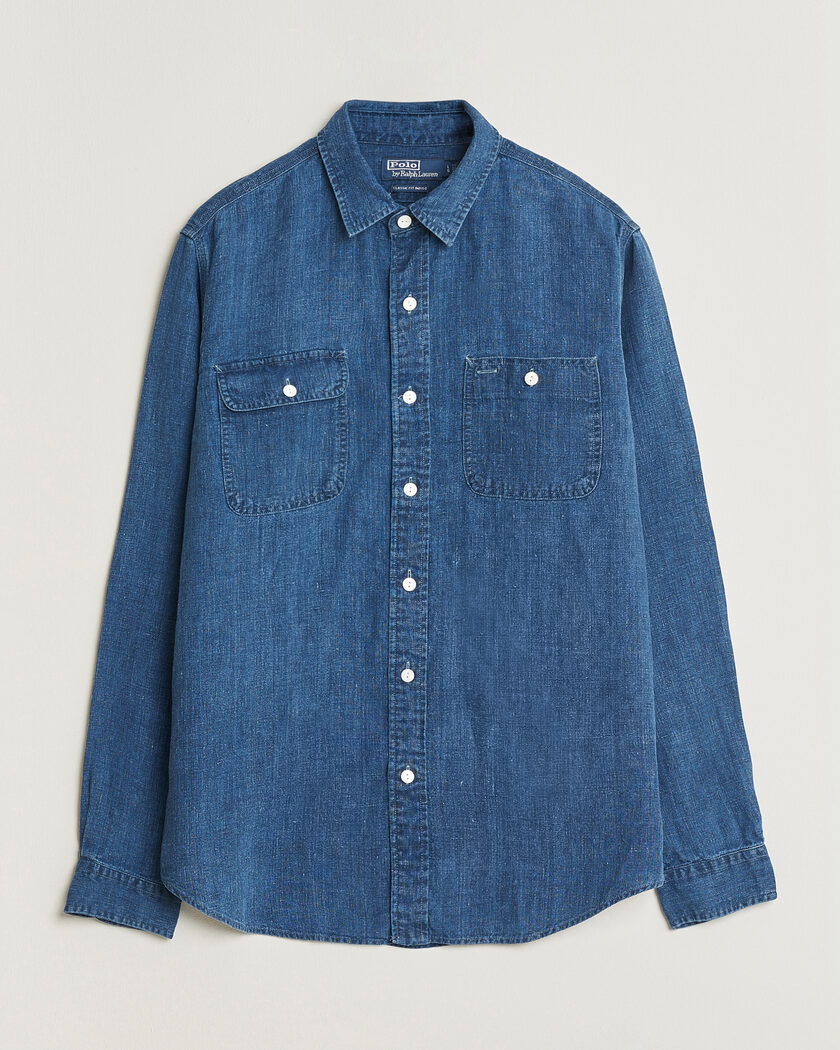 Polo Ralph Lauren Indigo/Linen Western Shirt Medium Wash – Bleu
