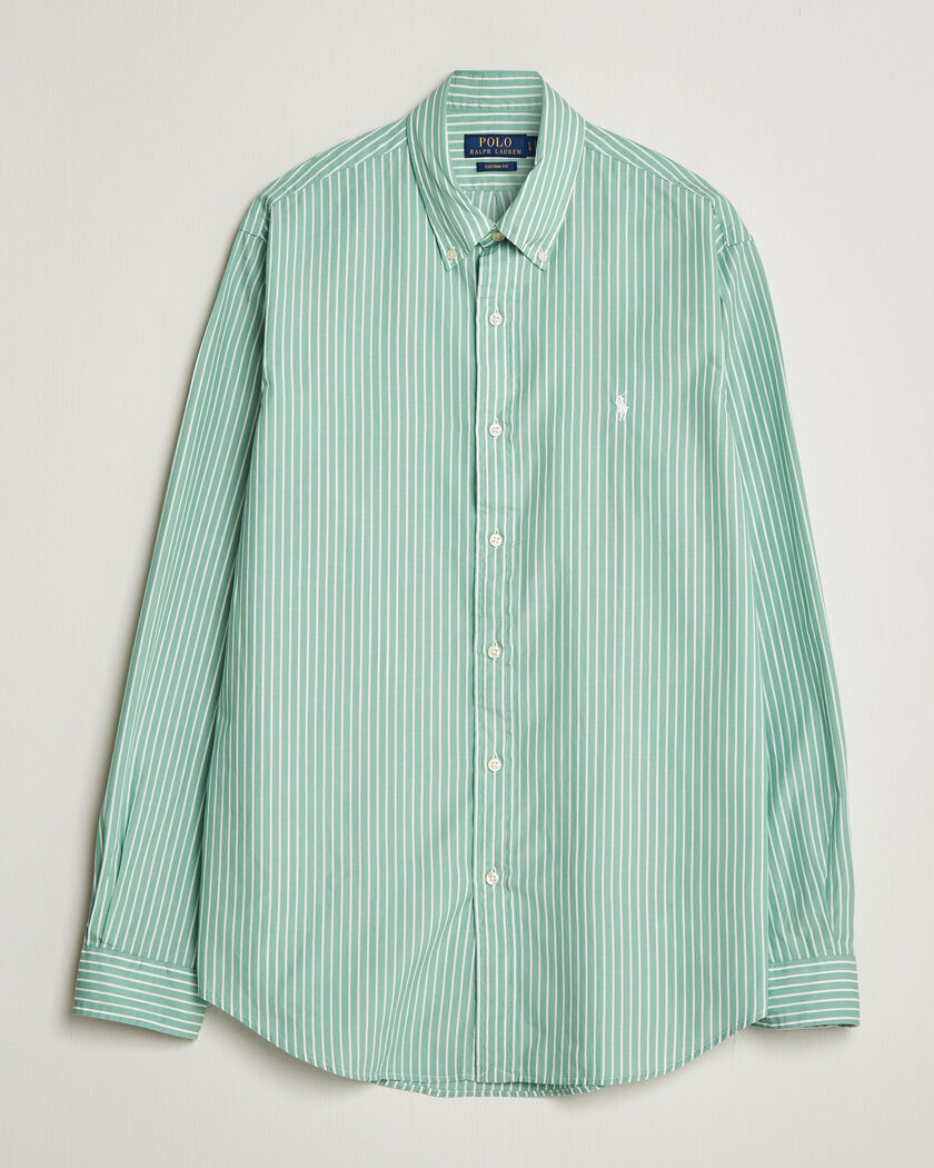 Polo Ralph Lauren Custom Fit Stripe Poplin Shirt Faded Mint – Vert