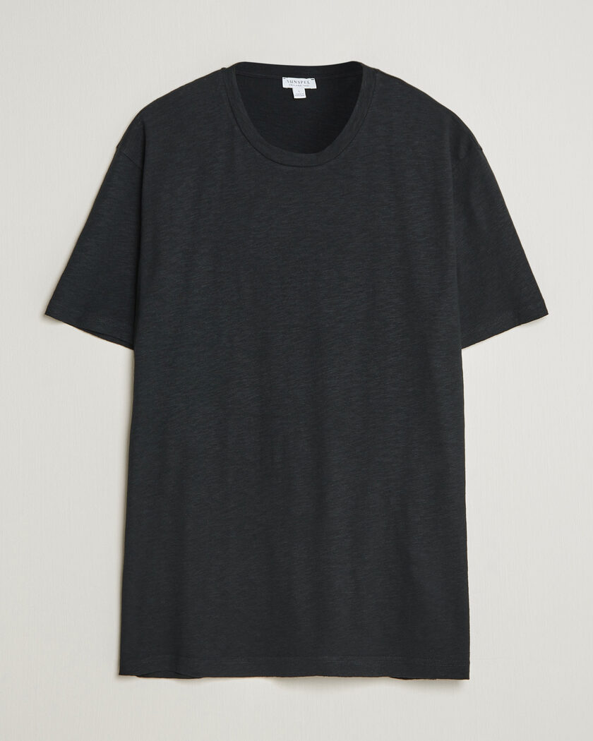 Sunspel Pima Cotton/Linen T-Shirt Black – Noir
