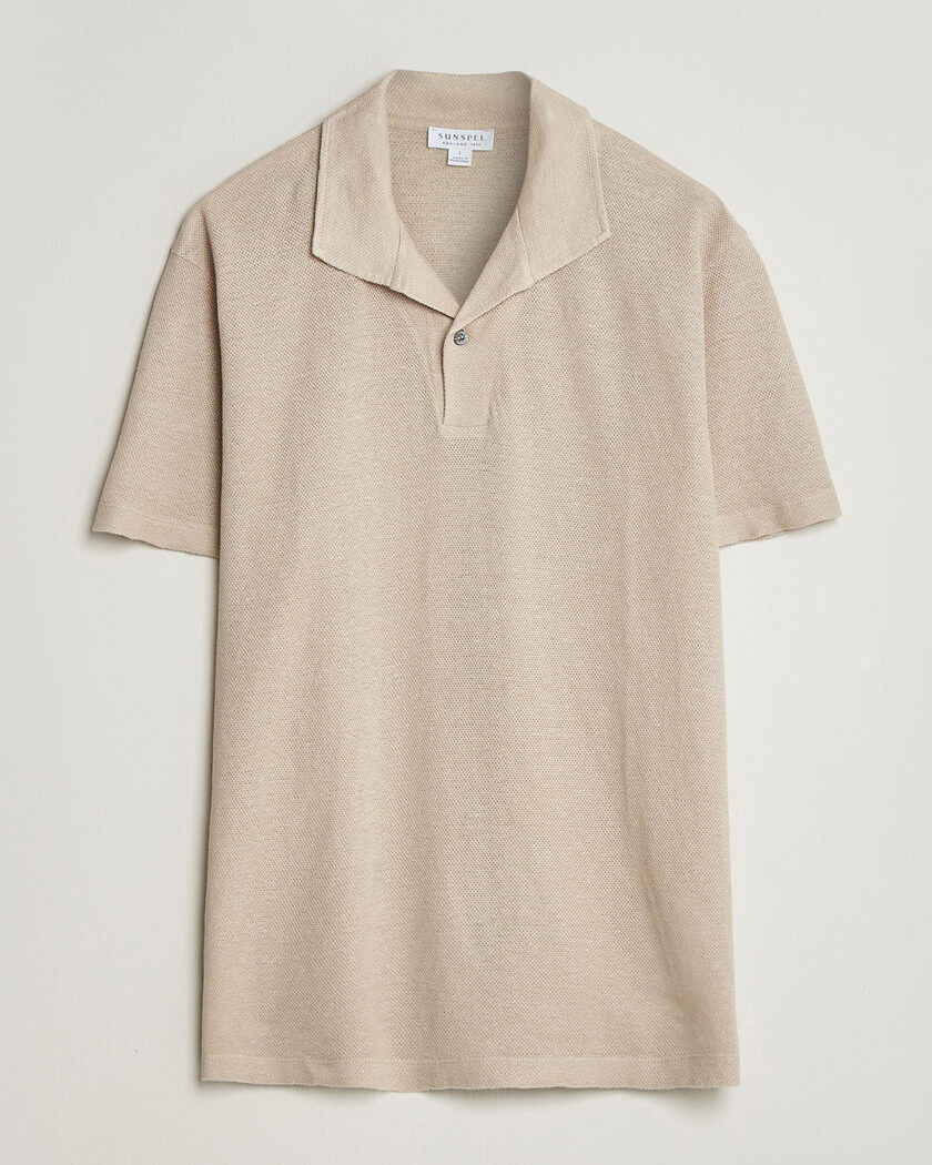 Sunspel Linen Pique Polo Hazelwood – Beige