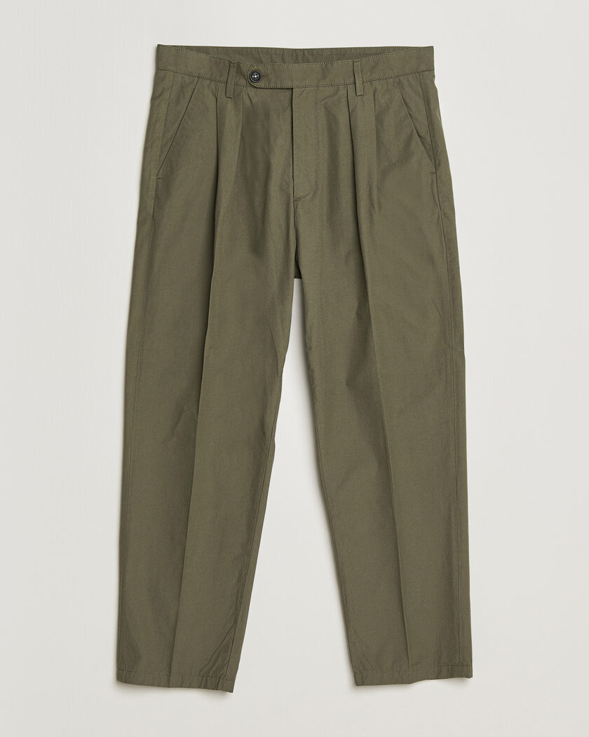 Massimo Alba Stan Pleated Chinos Military – Groen