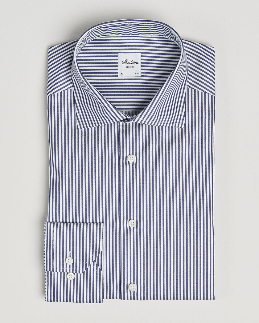 Stenströms Slimline Stripe Cut Away Shirt Navy – Bleu