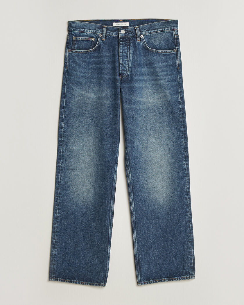 Sunflower Loose Jeans Dark Blue Worn – Blauw