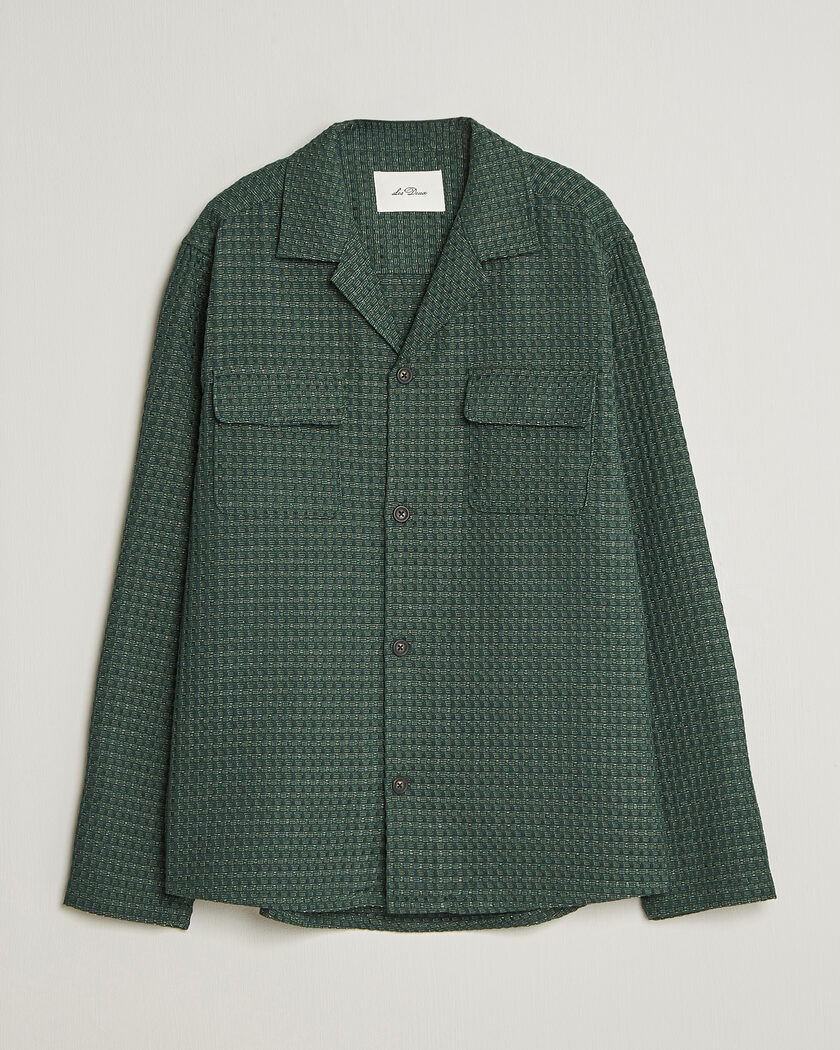 LES DEUX Check Seersucker Overshirt Pine Green – Groen