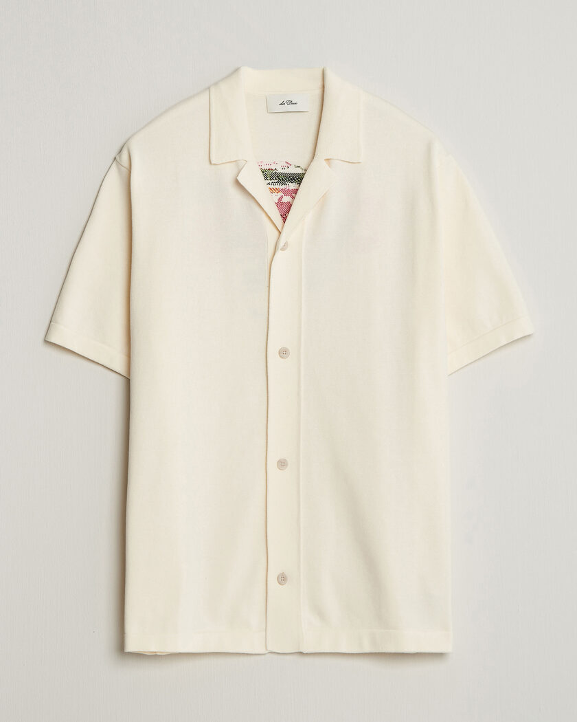 LES DEUX Bouquet Knitted Short Sleeve Shirt Eggnog White – Blanc