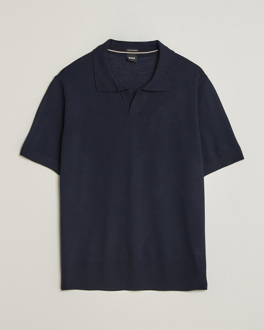 BOSS BLACK Lantoni Knitted Polo Dark Blue – Bleu