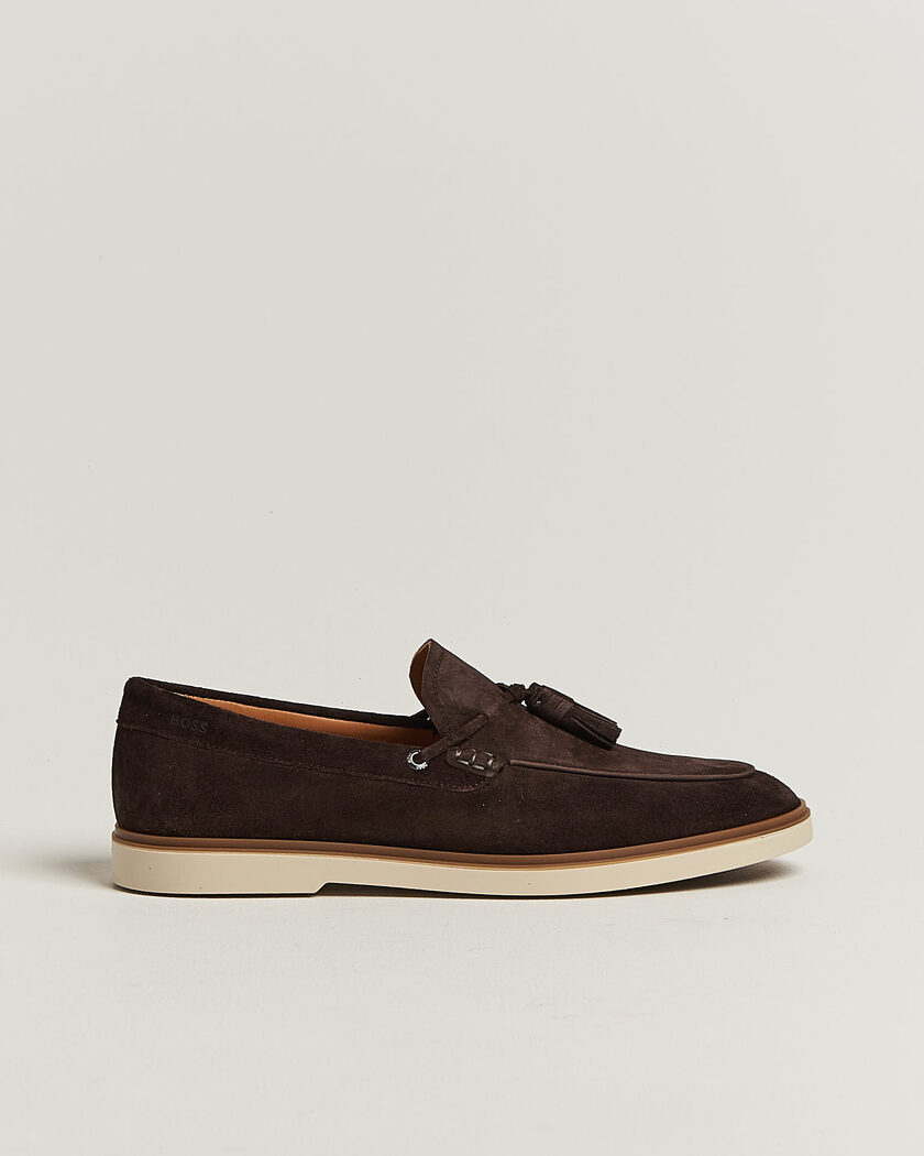 BOSS BLACK Hedley Suede Tassle Loafer Dark Brown – Marron
