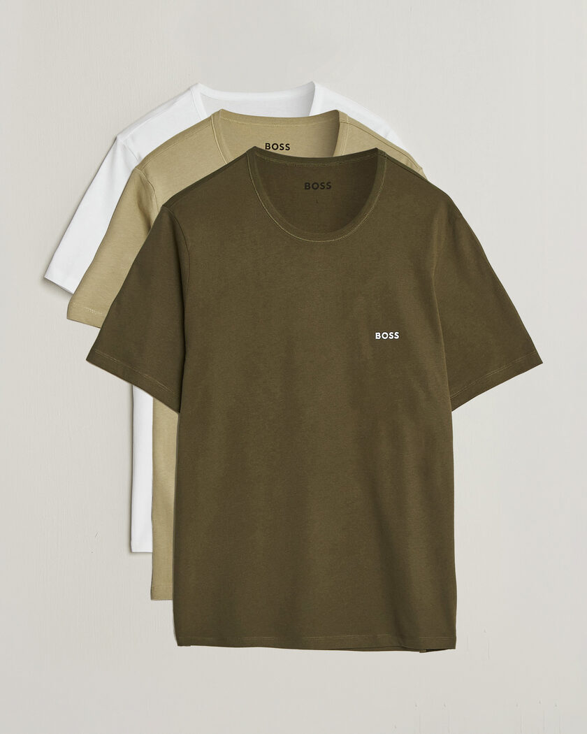 BOSS BLACK 3-Pack Crew Neck T-Shirt Green/Beige/White – Meerkleurig