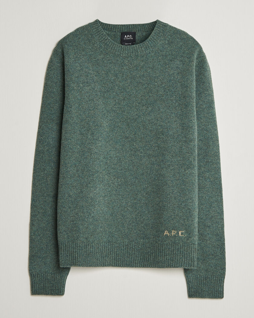 A.P.C. Edmond Wool Knitted Sweater Green Melange – Vert