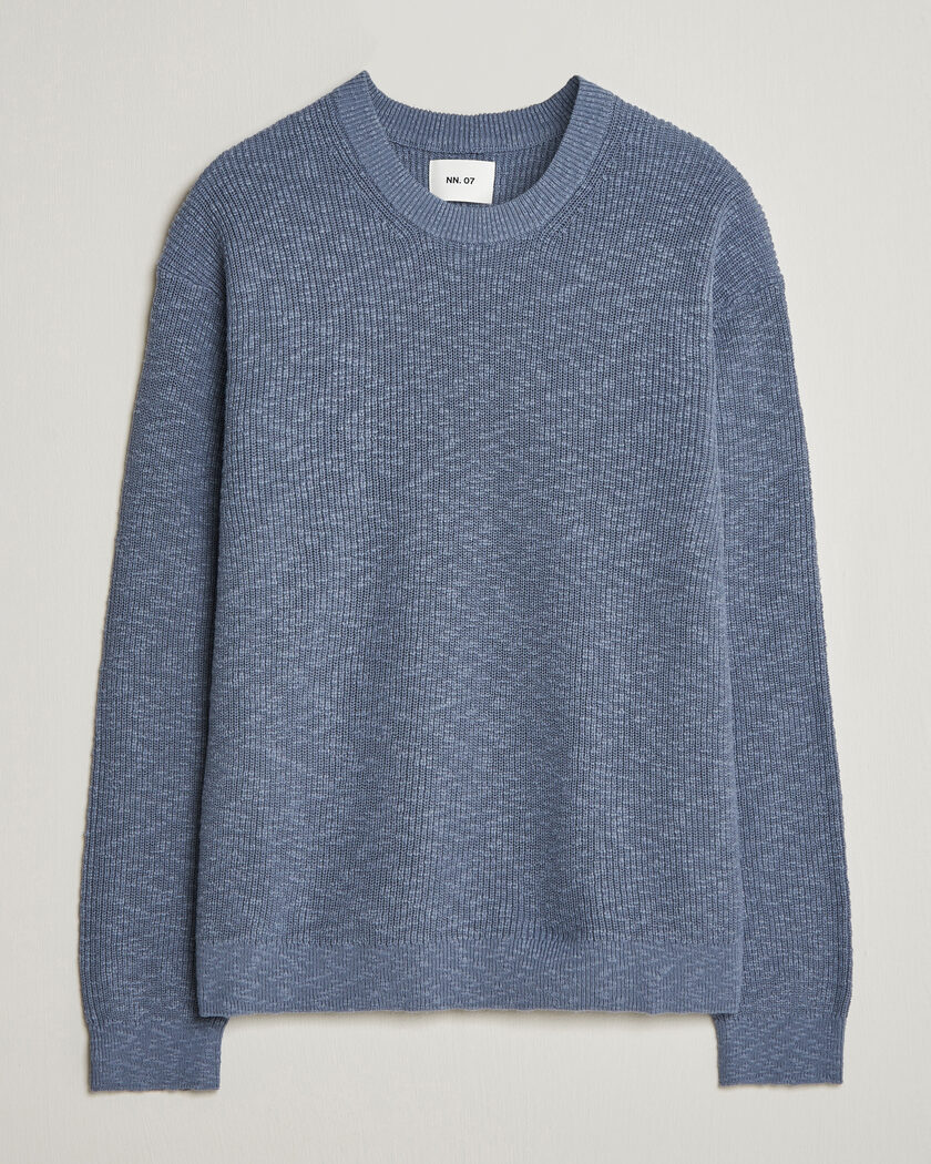 NN07 Russell Cotton Knitted Sweater Stone Blue – Bleu