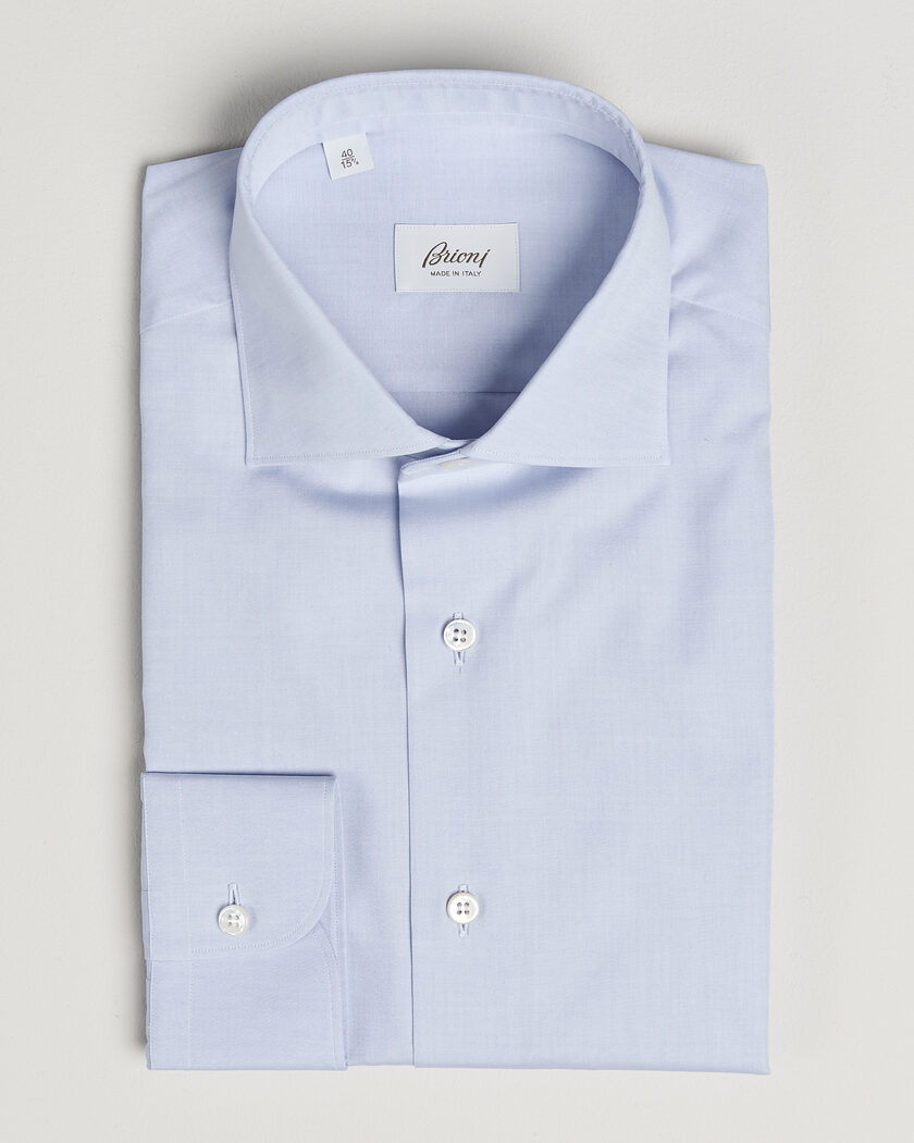 Brioni Poplin Cotton Dress Shirt Light Blue – Blauw