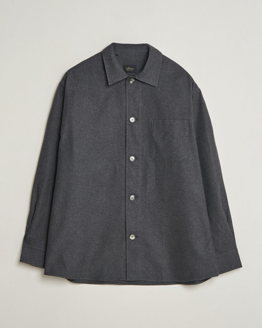 Brioni Cotton/Cashmere Overshirt Grey Melange – Grijs