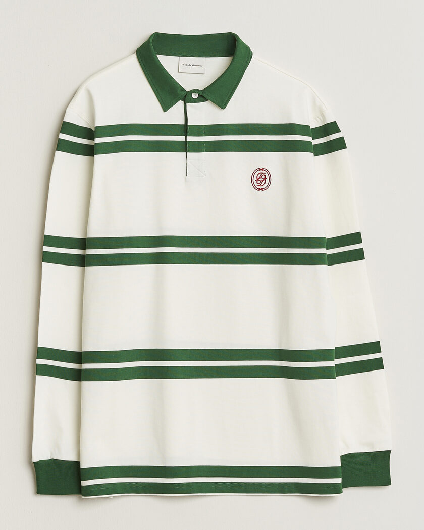 Drôle de Monsieur Ornament Striped Rugger Water Green – Blanc