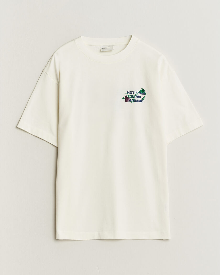 Drôle de Monsieur Vine Embroidered Slogan T-Shirt Off White – Blanc