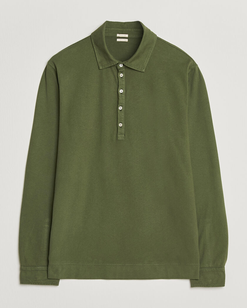 Massimo Alba Raya Long Sleeve Polo Moss Green – Vert