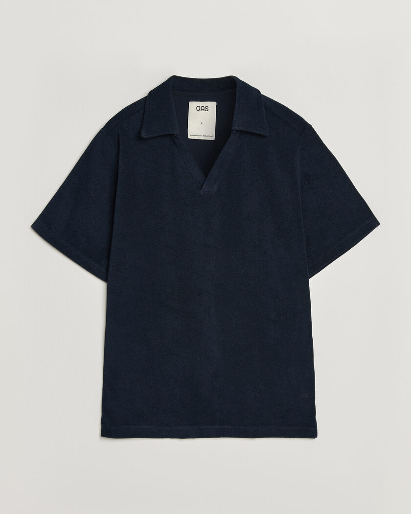 OAS Serif Regular Fit Terry Open Collar Polo Dark Blue – Bleu