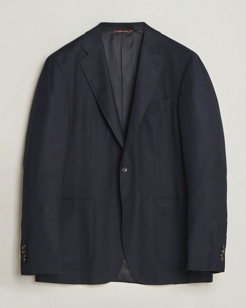 Canali Kei Impeccabile Flannel Blazer Navy – Blauw