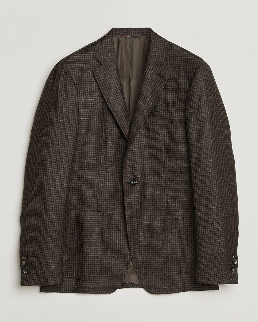 Canali Kei Houndstooth Flannel Blazer Dark Brown – Bruin
