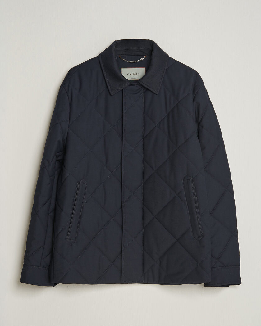 Canali Quilted Country Coat Navy – Blauw