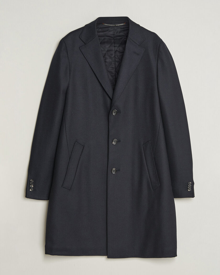Canali Kei Wool Travel Coat Navy – Bleu