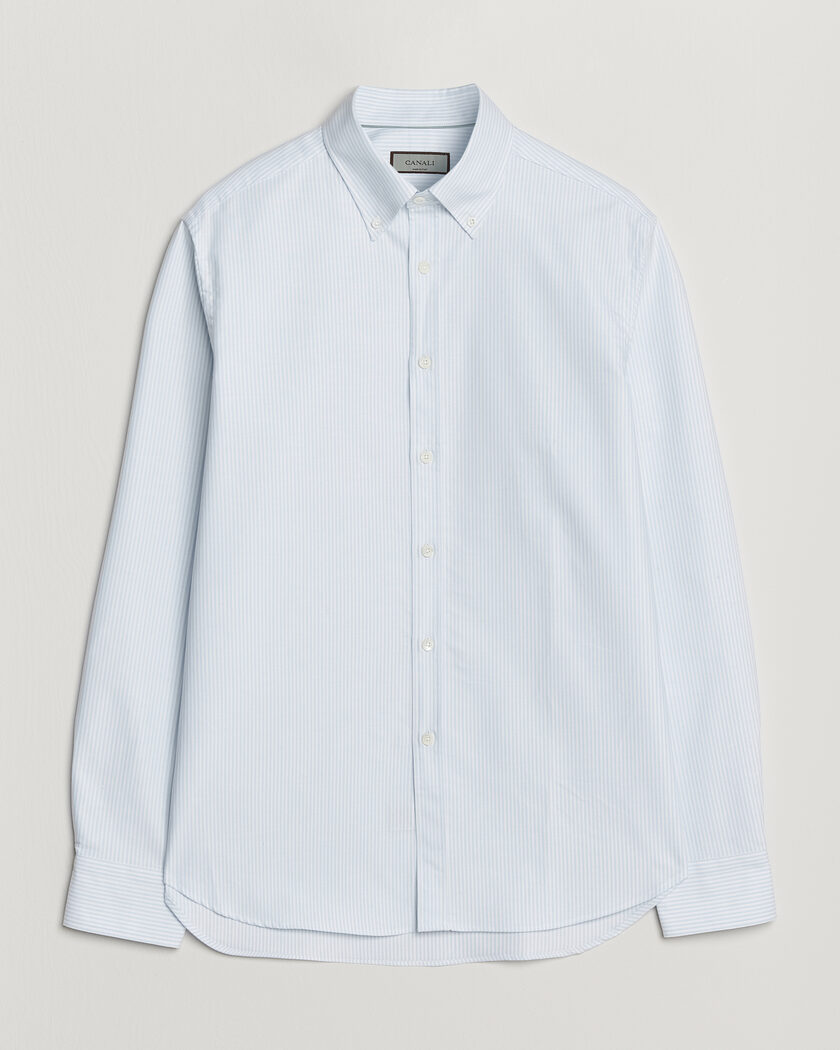 Canali Oxford Button Down Shirt Light Blue Stripe – Blauw