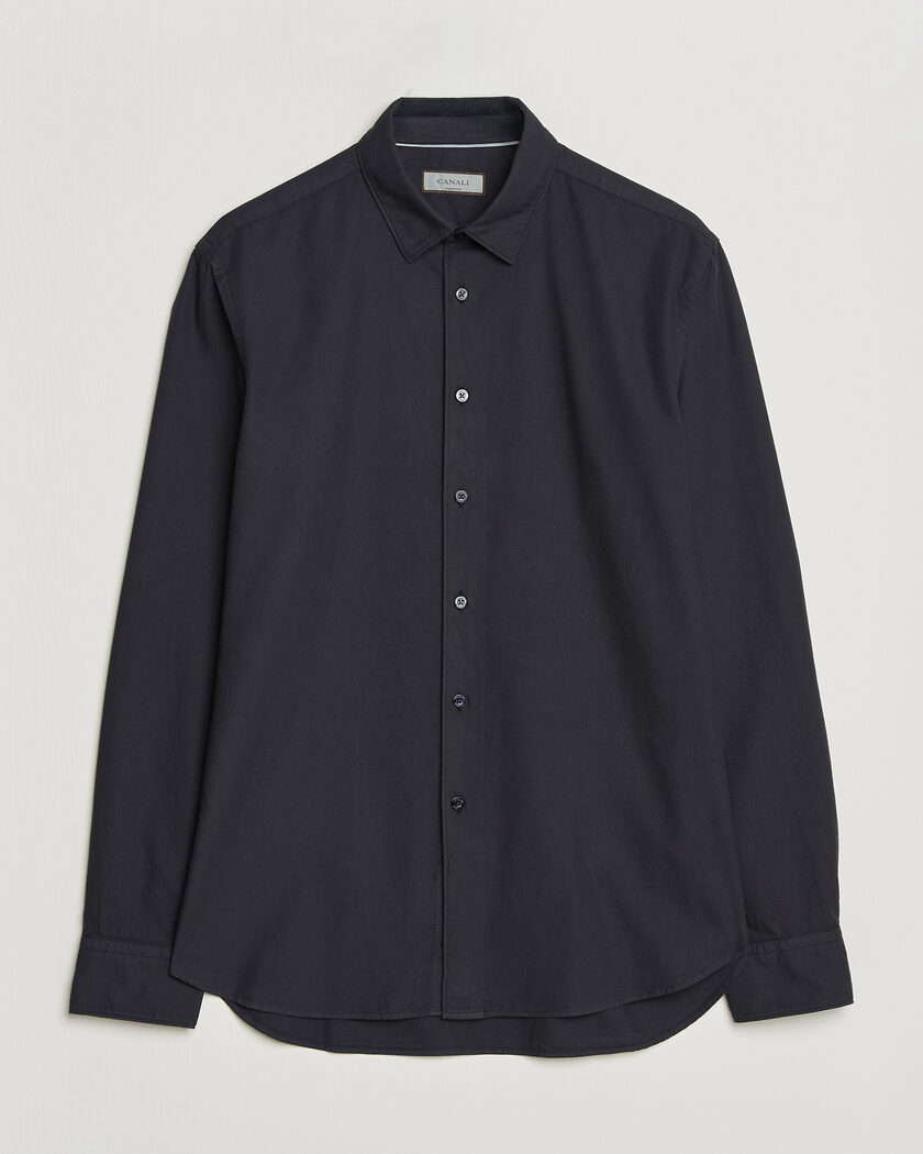 Canali Garment Dyed Cotton Shirt Navy – Blauw