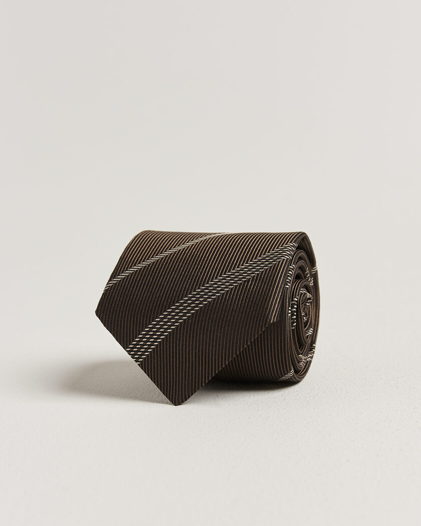 Canali Regimental Stripe Silk Tie Brown – Marron