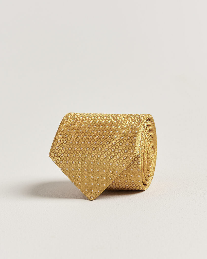 Canali Jacquard Silk Tie Yellow – Geel