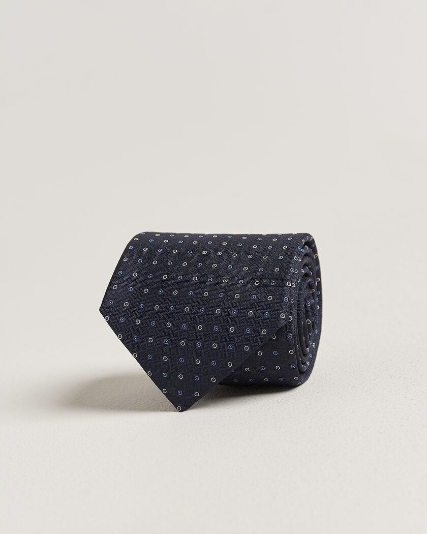 Canali Jacquard Silk Tie Navy – Blauw