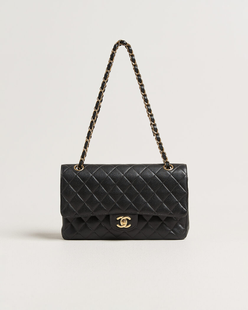 Chanel Pre-Owned Classic Medium Double Flap Bag Caviar Leather Black – Noir
