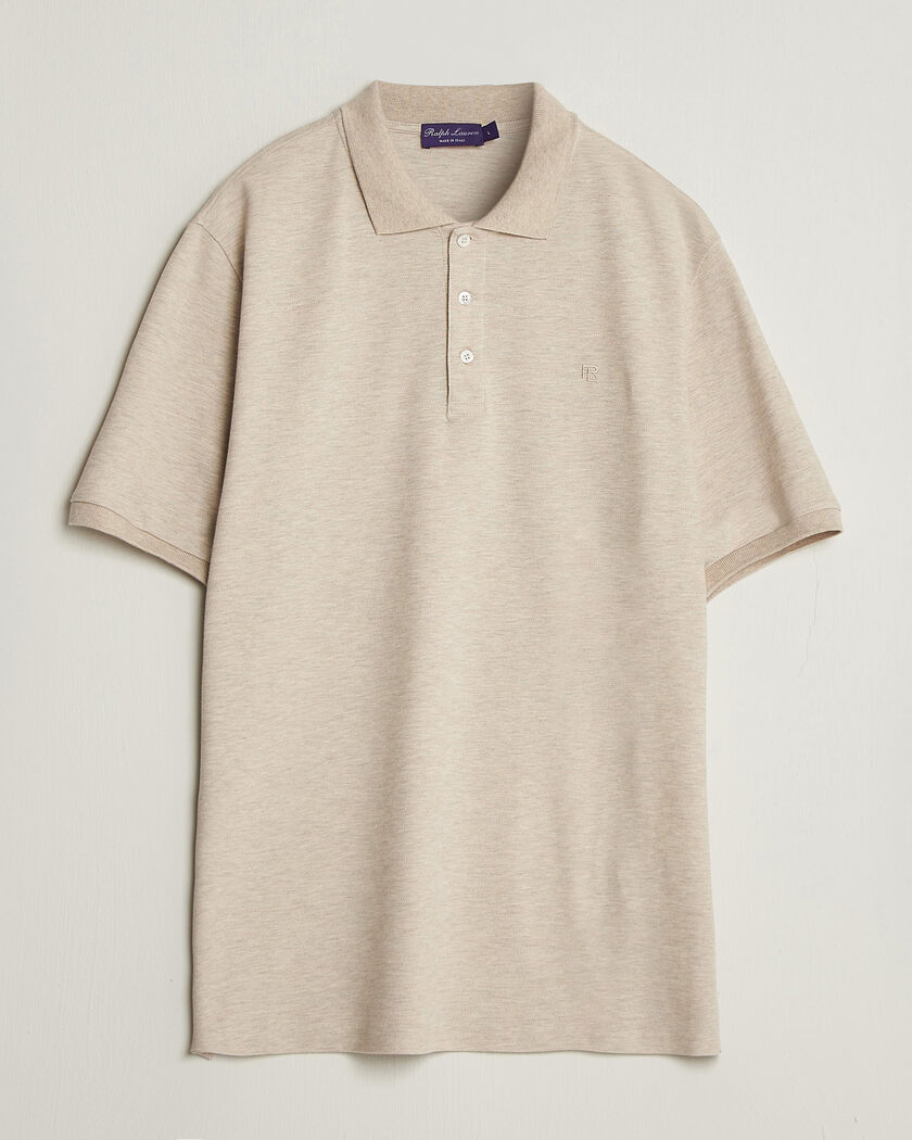 Ralph Lauren Purple Label Short Sleeve Mercerized Cotton Polo Beige Melange – Beige