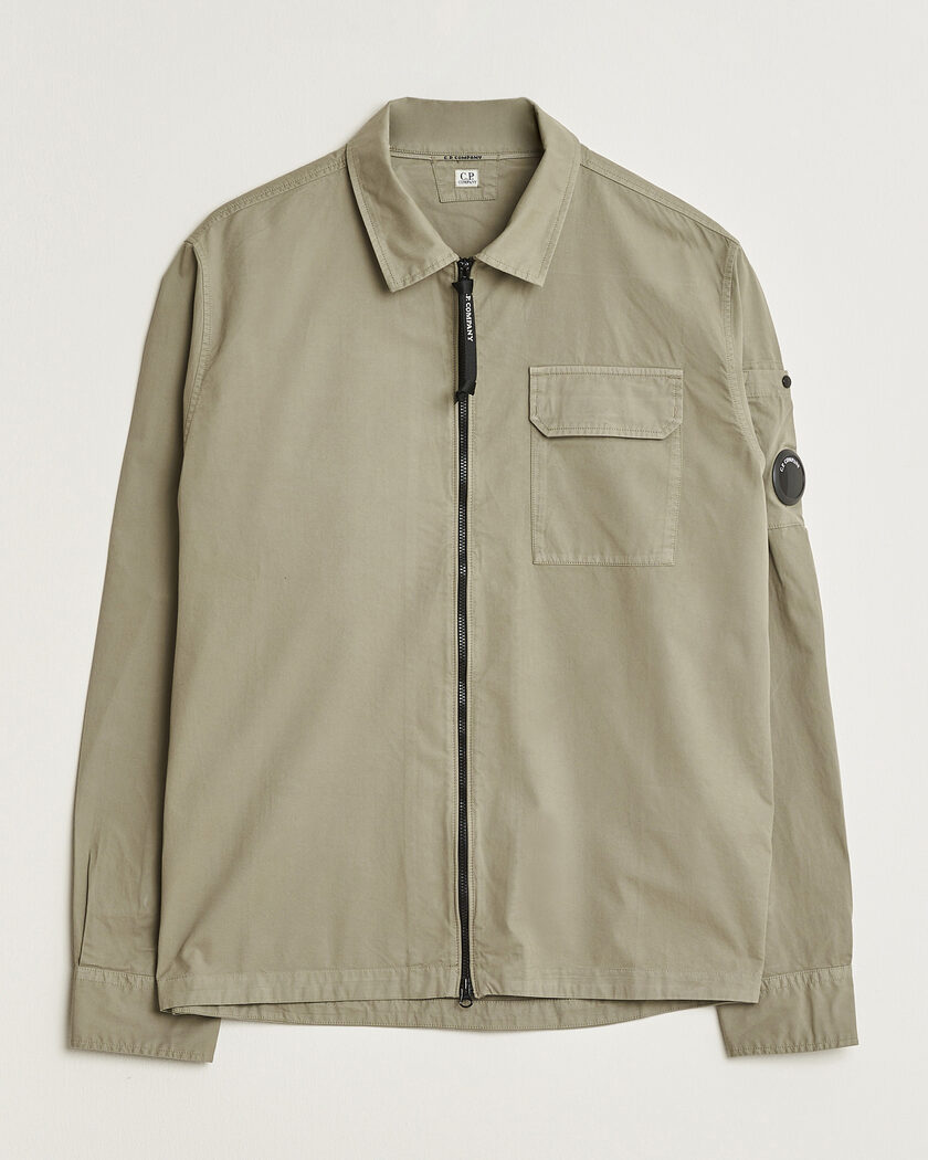 C.P. Company Organic Cotton Gabardine Zip Overshirt Grey – Grijs