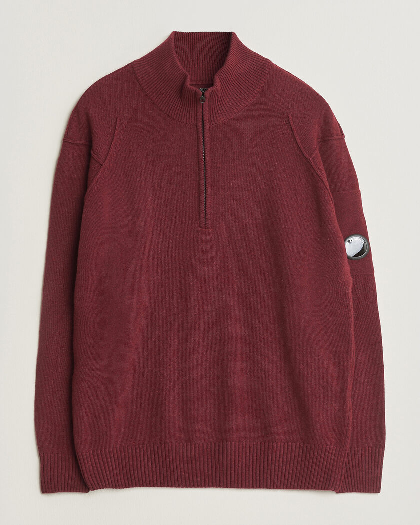 C.P. Company Knitted Lambswool Half-Zip Burgundy – Rouge