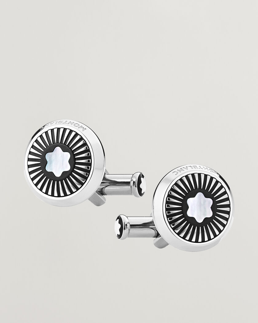 Montblanc Ray Pattern Mother-of-Pearl Snowcap Cufflinks  – Zilver