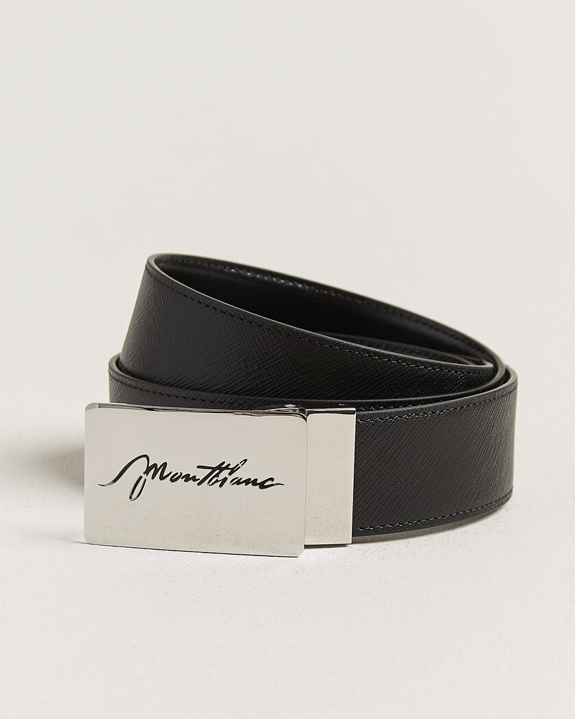 Montblanc 35mm Reversible Sartorial/Calf Logo Belt Black – Zwart
