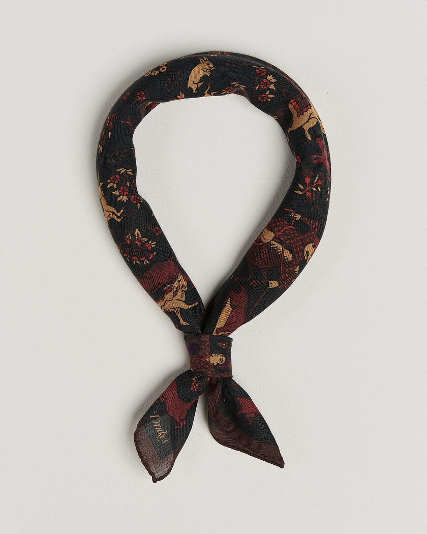 Drake's Moghul Wool/Silk Bandana Green – Groen