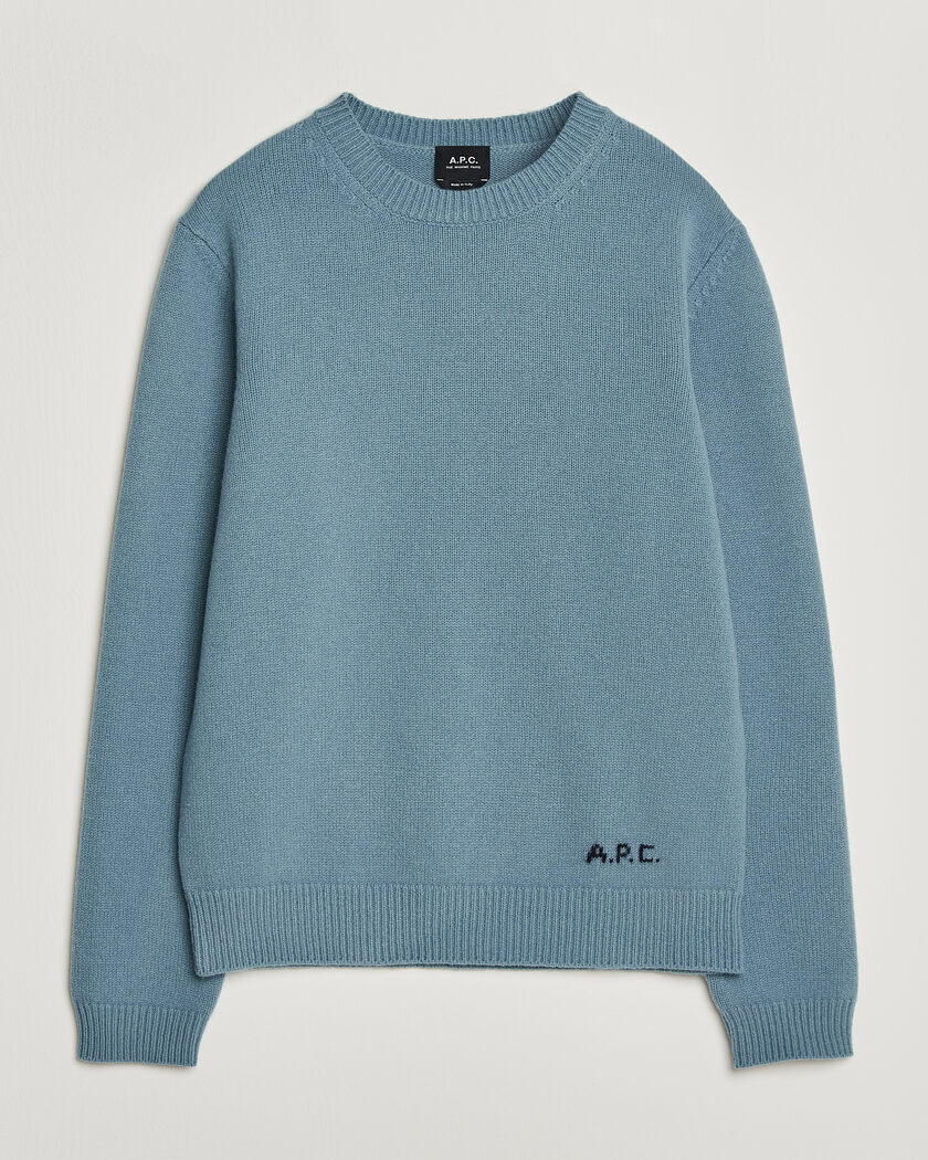 A.P.C. Edmond Wool Knitted Sweater Light Blue Melange – Blauw