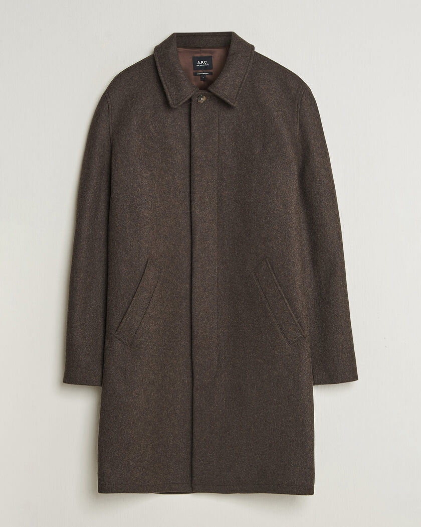 A.P.C. Auster Wool Coat Maroon Melange – Marron