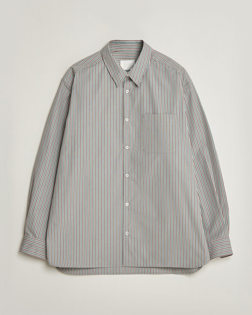 A.P.C. Malo Cotton Striped Shirt Almond Green – Groen