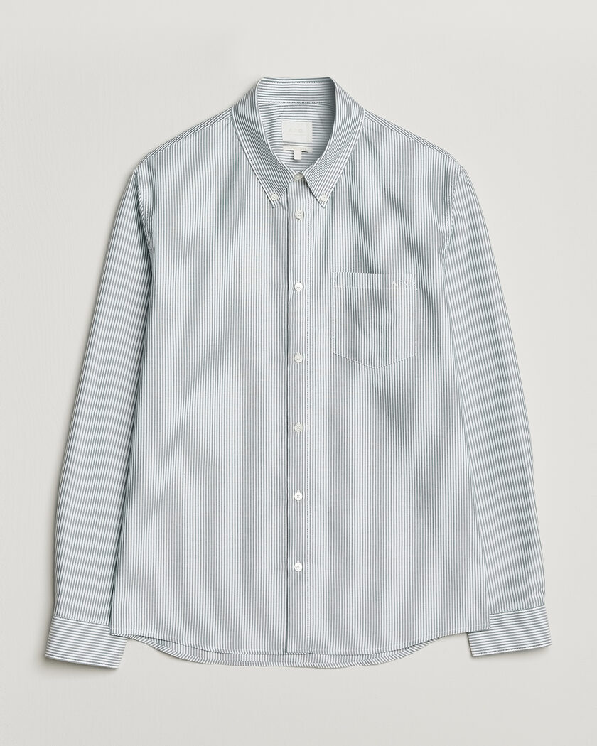 A.P.C. Greg Striped Oxford Shirt Green/White – Meerkleurig