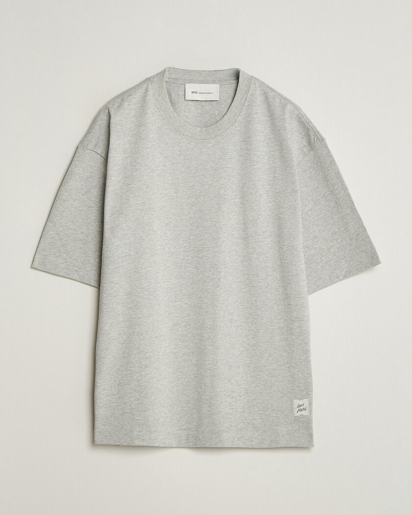 AMI Heritage Logo T-Shirt Light Grey Melange – Grijs