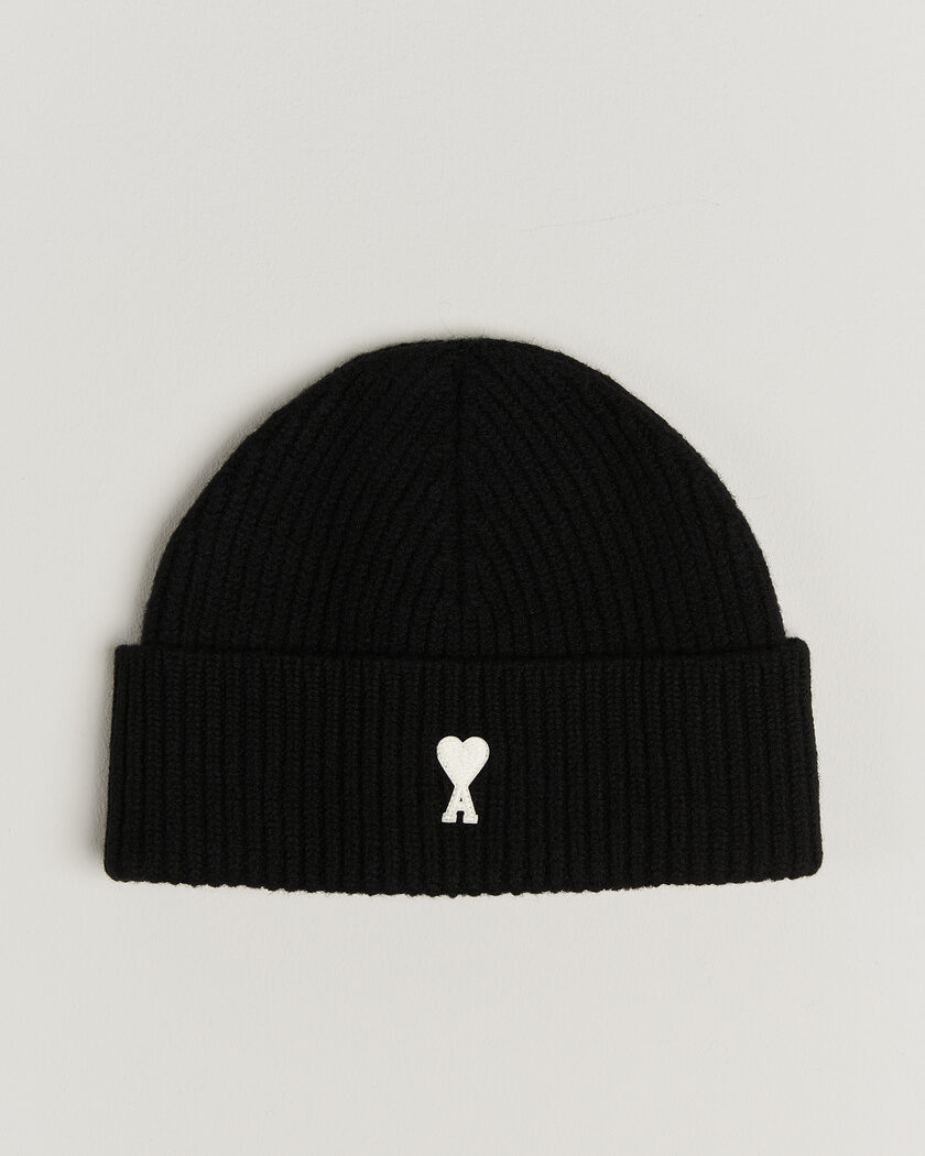 AMI Contrasted Heart Logo Beanie Black – Zwart
