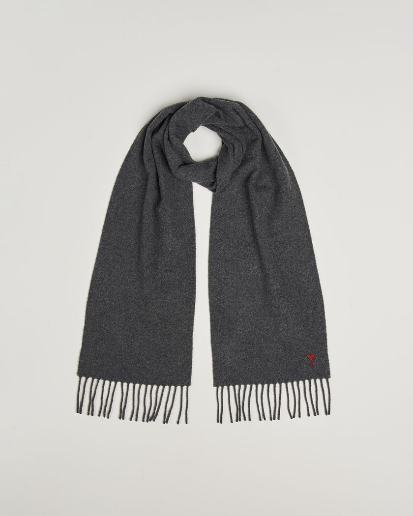 AMI Heart Logo Scarf Grey Melange – Gris
