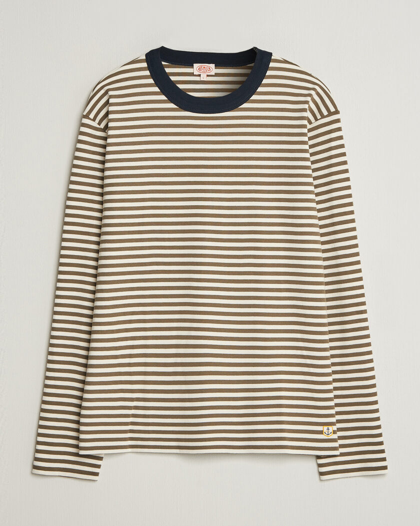 Armor-lux Héritage Striped Long Sleeve T-Shirt Olive/Milk – Meerkleurig