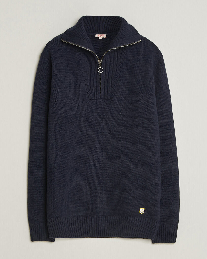 Armor-lux Wool Knitted Half Zip Navy – Blauw